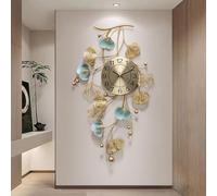 JZWCHQ Horloge Murale Horloge Murale Moderne Metal Ginkgo Leaf Wall Horloge - Grande Batterie silencieuse Moderne Décor de Batterie pour la Salle à Coucher de Chambre à Coucher - 82x48cm