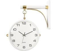 JZWCHQ Horloge Murale Horloge Murale Moderne Morloge de Suspension Double Face en métal Horloge Murale silencieuse Ornement Art Ornement Clock pour la Maison Mur Horloge (Or, 40 * 10 * 45,5 cm)