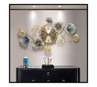 JZWCHQ Horloges murales de décoration Murale en métal, Modern Ginkgo Conception de Feuille Grande Horloge Murale silencieuse pour Le Salon, la Chambre et Le décor de Bureau 37x20,5 Pouces