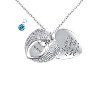 JZWCHQ J'étais Son Ange/Son Ange, Maintenant il est/Elle - Mine - 12 PCS Birthstone Cremation Urn Jewelry Heart Collier Angel Wings Pendant for Ashes Entonnle Fondel Fill Kit