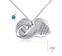 JZWCHQ J'étais Son Ange/Son Ange, Maintenant il est/Elle - Mine - 12 PCS Birthstone Cremation Urn Jewelry Heart Collier Angel Wings Pendant for Ashes Entonnle Fondel Fill Kit