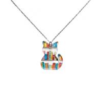 JZWCHQ Jewelry Bielry Cat Book Collier pour femmes pour les filles, les cadeaux d'amant de chat et de livres, acrylique, pas de pierre précieuse