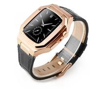 JZWCHQ Kit de modification de luxe Case en métal + Correa en cuir pour bande 44 mm 45 mm Bracelet Watch Band pour iWatch7 6 SE 45 mm STACLES
