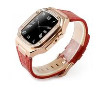 JZWCHQ Kit de modification de luxe Case en métal + Correa en cuir pour bande 44 mm 45 mm Bracelet Watch Band pour iWatch7 6 SE 45 mm STACLES