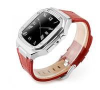 JZWCHQ Kit de modification de luxe Case en métal + Correa en cuir pour bande 44 mm 45 mm Bracelet Watch Band pour iWatch7 6 SE 45 mm STACLES