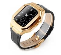 JZWCHQ Kit de modification de luxe Case en métal + Correa en cuir pour bande 44 mm 45 mm Bracelet Watch Band pour iWatch7 6 SE 45 mm STACLES