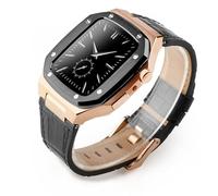 JZWCHQ Kit de modification de luxe Case en métal + Correa en cuir pour bande 44 mm 45 mm Bracelet Watch Band pour iWatch7 6 SE 45 mm STACLES