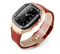 JZWCHQ Kit de modification de luxe Case en métal + Correa en cuir pour bande 44 mm 45 mm Bracelet Watch Band pour iWatch7 6 SE 45 mm STACLES