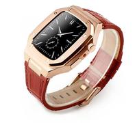 JZWCHQ Kit de modification de luxe Case en métal + Correa en cuir pour bande 44 mm 45 mm Bracelet Watch Band pour iWatch7 6 SE 45 mm STACLES