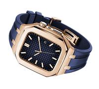 JZWCHQ Kit de modification pour le boîtier 8 7 6 SE 5 4 Bandle de caoutchouc en acier inoxydable et ensemble de boîtier 45 mm 44 mm 42 mm MOD KIT POUR IWATCH STRAP