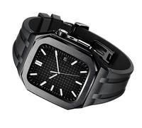 JZWCHQ Kit de modification pour le boîtier 8 7 6 SE 5 4 Bandle de caoutchouc en acier inoxydable et ensemble de boîtier 45 mm 44 mm 42 mm MOD KIT POUR IWATCH STRAP