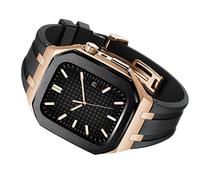 JZWCHQ Kit de modification pour le boîtier 8 7 6 SE 5 4 Bandle de caoutchouc en acier inoxydable et ensemble de boîtier 45 mm 44 mm 42 mm MOD KIT POUR IWATCH STRAP
