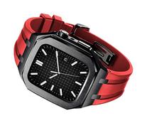 JZWCHQ Kit de modification pour le boîtier 8 7 6 SE 5 4 Bandle de caoutchouc en acier inoxydable et ensemble de boîtier 45 mm 44 mm 42 mm MOD KIT POUR IWATCH STRAP
