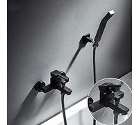 JZWCHQ Kits de douche, ensemble de douche en laiton noir robinet de salle de bain robinet mural pluie pommeau mitigeur avec douchette à main ensemble de douche à poignée unique