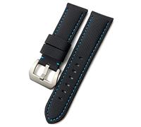 JZWCHQ La Bande de Montre de Veau en Fibre de Carbone s'adapte à 24 mm 26 mm Luminor Submersible PAM01119 01663 Brans de Montre en Nylon Lumineux/Argent Bleu Noir / 26 mm
