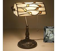 JZWCHQ Lampe de Table, Lampe Vintage, Abat-Jour en Verre coloré, Lampe de Table, Lampe de Table de Lecture, Base en Alliage de Lotus (y)