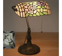 JZWCHQ Lampe de Table, Lampe Vintage, Abat-Jour en Verre coloré, Lampe de Table, Lampe de Table de Lecture, Base en Alliage de Lotus (PP)