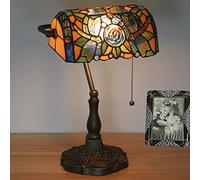 JZWCHQ Lampe de Table, Lampe Vintage, Abat-Jour en Verre coloré, Lampe de Table, Lampe de Table de Lecture, Base en Alliage de Lotus (JJ)