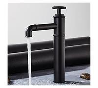 JZWCHQ Levier rond de salle de bain avec levier rond robinet grue lampe à lamelles robinet noir d'eau froide et chaude (noir court)