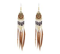 JZWCHQ Longues boucles d'oreilles en plumes pour femmes - boucles d'oreilles de suspension à la main à la main de style ethnique vintage, crochets d'oreille exagérés bijoux pour les