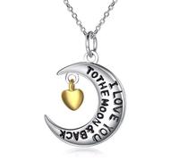 JZWCHQ Lune et dos à la mode de conception Gold Coeur Collier pendentif 925 Bijoux fins en argent sterling pour les colliers pour femmes