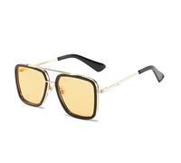 JZWCHQ Lunettes de soleil carrées en métal à grande monture pour hommes et femmes, ombrage, soleil, plage, vacances, lunettes de soleil (couleur : B, taille : moyenne), C, Medium