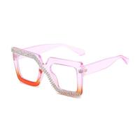 JZWCHQ Lunettes de soleil carrées surdimensionnées pour femme avec verres transparents ornementaux, 7, Taille unique