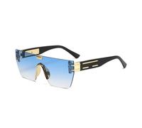 JZWCHQ Lunettes de soleil carrées surdimensionnées pour femmes rétro à grande monture en métal semi-sans monture