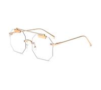 JZWCHQ Lunettes de soleil carrées surdimensionnées sans monture pour femmes, lunettes de soleil tendance pour hommes, rouge, bleu, rose, UV400, claire, Taille unique