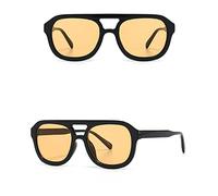 JZWCHQ Lunettes de soleil classiques pilotes pour femme - Verres jaunes vintage - Lunettes de soleil tendance - Couleur bonbon, noir/orange, Other