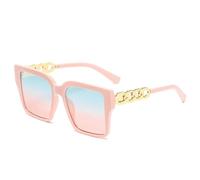 JZWCHQ Lunettes de soleil de luxe pour femmes, lunettes de soleil carrées surdimensionnées pour femmes, bleu et rose dégradé, Bleu Rose, Taille unique
