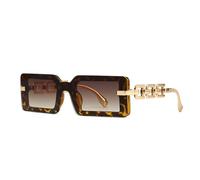 JZWCHQ Lunettes de Soleil Femmes Nuances de Gradient rétro Uv400 Men de chaîne de chaînes Verres de Soleil, thé Leoaprd C5, Une Taille Unique