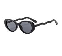 JZWCHQ Lunettes de soleil ovales rétro pour femmes et hommes UV400, Noir , Taille unique