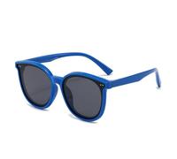JZWCHQ Lunettes de soleil polarisées pour enfants de 3 à 12 ans, monture souple, œil de chat, protection UV400, lunettes ovales, bleu marine, Taille unique