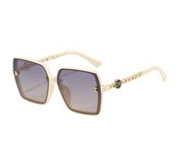 JZWCHQ Lunettes de soleil polarisées surdimensionnées pour femme avec verres dégradés Protection UV400, beige, Taille unique