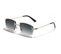 JZWCHQ Lunettes de soleil rectangulaires punk pour homme et femme avec verres dégradés en métal, C12 Gris, Taille unique