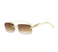 JZWCHQ Lunettes de soleil rectangulaires sans monture UV400 pour femmes, style rétro, film océanique, pour hommes, lunettes de soleil teintées, 2025, Dégradé thé, Taille unique