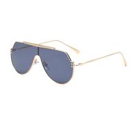 JZWCHQ Lunettes de soleil surdimensionnées avec monture en alliage pour homme et femme, Gris doré., Taille unique