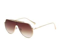 JZWCHQ Lunettes de soleil surdimensionnées avec monture en alliage pour homme et femme, marron, Taille unique