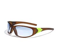 JZWCHQ Lunettes de soleil tendance 2025 pour femmes et hommes, lunettes de soleil enveloppantes sans monture une pièce, lunettes de soleil tendance Hip Hop, Thé, Taille unique