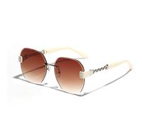 JZWCHQ Lunettes de soleil vintage sans monture pour femme avec dégradé de couleurs, Thé, Taille unique