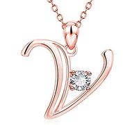 JZWCHQ Luxury Crystal Zircon Alphabet Pendant Collier Initial Lettre Colliers de chaîne de rose pour femmes Bijoux pour hommes
