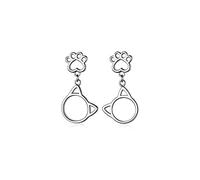 JZWCHQ Masques Fashion 925 Boucles d'oreilles imprimées de Patte de Chat Creux Mignonnes Boucles d'oreilles de Chat Animaux Courts de la fête des Boucles d'oreilles Bijoux