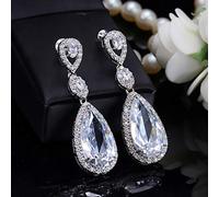 JZWCHQ Micro Pave Water Drop Crystal Long Boucles d'oreilles pour les femmes avec des pierres de zircon s'installant