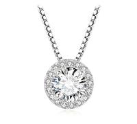 JZWCHQ Missanite D Couleur 1CT Round 925 Collier pendentif halo en argent sterling pour femme sans chaîne Rose jaune