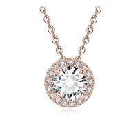 JZWCHQ Missanite D Couleur 1CT Round 925 Collier pendentif halo en argent sterling pour femme sans chaîne Rose jaune
