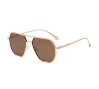 JZWCHQ Nouveau 2025 Herren Retro Sonnenbrille Metallrahmen Sonnenbrille Schutzbrille Autofahrerbrille UV400, Brun doré, Taille unique