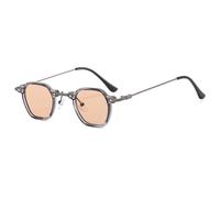 JZWCHQ Nouveau 2025 Kleine quadratische Sonnenbrille zum Fahren, Sonnenbrille für Damen und Herren, Metallrahmen, UV400-Schutz, T-shirt C9 Grauer Heller, Taille unique