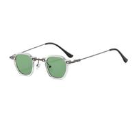JZWCHQ Nouveau 2025 Kleine quadratische Sonnenbrille zum Fahren, Sonnenbrille für Damen und Herren, Metallrahmen, UV400-Schutz, C5 Vert transparent, Taille unique