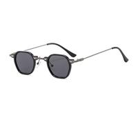 JZWCHQ Nouveau 2025 Kleine quadratische Sonnenbrille zum Fahren, Sonnenbrille für Damen und Herren, Metallrahmen, UV400-Schutz, C1 noir noir, Taille unique